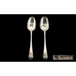 George III - Late 18th Century Pair of Sterling Silver Table Spoons.