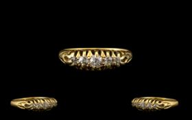 Edwardian Period 18ct Gold - Seven Stone Diamond Ring, Gypsy Setting, Good Sparkle.