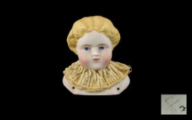 19th Century German Bisque Head Boudoir Doll Painted eyes and mouth, unmarked,