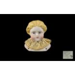 19th Century German Bisque Head Boudoir Doll Painted eyes and mouth, unmarked,