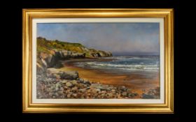 Paul Demaria (British 1956 -) Original Oil On Canvas 'Yorkshire Headland At Low Tide,