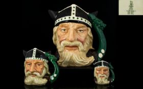 Royal Doulton Trio of Hand Painted Character Jugs (3) 1 Viking large D6496 height 7.25 inches 18.