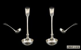 Scottish 19th Century Pair of Fine Quality Sauce Ladles with Deep Bowls.