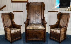 An 18th Century Style Lambing Chair of traditional form with pegged construction,