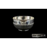 Edwardian Period Nice Quality Sterling Silver Small Half Fluted Bowl of Pleasing Appearance.