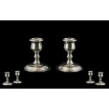 Edwardian Period Pair of Silver Squat Shaped Candlesticks of Excellent Proportions.