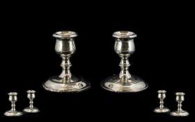 Edwardian Period Pair of Silver Squat Shaped Candlesticks of Excellent Proportions.