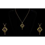 Art Nouveau - Attractive 9ct Gold Amethyst Set Pendant and Attached 9ct Gold Chain.