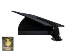 Vintage University Fixed Mortar Board Graduation Cap Label to interior 'James Neal Ltd' Cambridge.