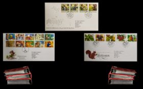 Three Small First Day Cover Albums With Close On One Hundred Varied Stamp Covers.