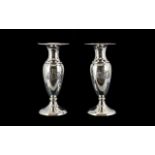 Garrard & Co Edwardian Period Pair of Silver Vases of Pleasing Form with Regimental Cross to Front