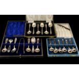 Set of Six Silver Teaspoons, silk lined, fitted case. Hallmarked for Sheffield G. 1924.