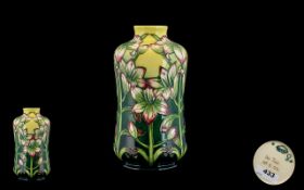 Moorcroft - Impressive Tubelined Trial Vase ' Lilies ' Design. Marked to Base.