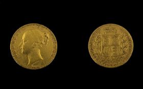 Victorian 1847 Shield Back Gold Sovereign Please see photo for grading