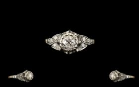 18ct and Platinum Single Stone Diamond Set Ring, Marked 18ct.