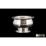 1930's Period - Sterling Silver Circular Footed Bowl with Reeded Border and Stepped Base of