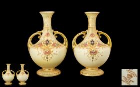 Crown Devon Fieldings Pair Of Twin Handled Cream Ware Vases,