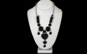 Vintage Black Heart Beaded Necklace, Ver