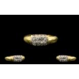 18ct Yellow Gold Diamond Set Dress Ring Set with 16 Pave Set Small Diamonds In a Rock Face Setting