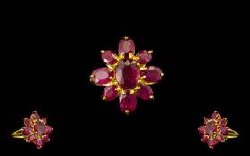 Ruby Flower Shape Ring, the centre oval