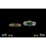 9ct Gold Eternity Ring set with alternating faceted white and green stones. Fully hallmarked.