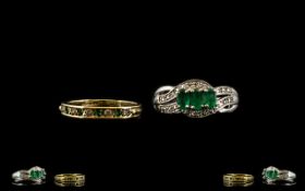 9ct Gold Eternity Ring set with alternating faceted white and green stones. Fully hallmarked.