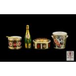 Royal Crown Derby Bone China Collection of Miniatures to include an oval lidded trinket box 'Old