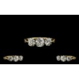 Ladies 1930's Attractive 18ct Gold and Platinum 3 Stone Diamond Ring, Marked 18ct and Platinum.