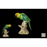 Beswick Hand Painted Ceramic Bird Figure ' Parakeet ' Gloss. Model No 930. Designer A. Gredington.