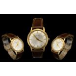 Garrard - Gents Nice Quality Mechanical 9ct Gold Cased Wrist Watch with Attached Leather Strap.