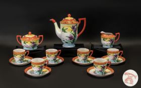 An Oriental Tea Set comprising Tea Pot, Lidded Twin-Handled Sugar Bowl,