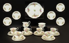 Royal Albert 'Moss Rose' Part Tea Set comprising six cups, six saucers,