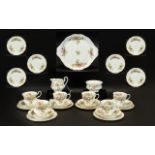 Royal Albert 'Moss Rose' Part Tea Set comprising six cups, six saucers,