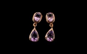 Rose de France Amethyst Drop Earrings,