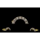 18ct Gold - Attractive Cresent Moon Shaped Diamond Set Ring. The Seven Diamonds of Excellent