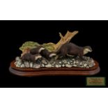 Border Fine Arts Handmade Animal Figure Group 'Keeping Up' Otters Family Group. Registration No.