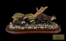 Border Fine Arts Handmade Animal Figure Group 'Keeping Up' Otters Family Group. Registration No.