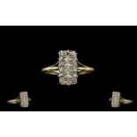 Ladies Attractive 18ct Gold Diamond Set Dress Ring of rectangular form set with 18 small round cut