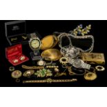 A Mixed Collection of Costume Jewellery to include a musical compact, cufflinks,