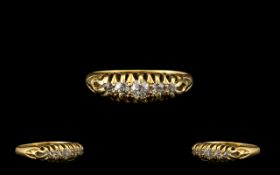 Edwardian Period 18ct Gold - Seven Stone Diamond Ring, Gypsy Setting, Good Sparkle. Marked 18ct