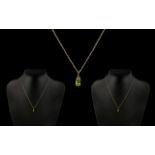 9ct Gold Peridot Set Pendant on Chain.