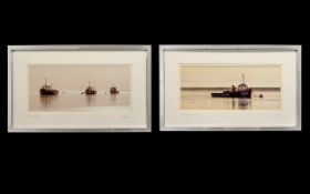 Pair of Signed Prints by P Lawrence both depicting Lytham Shrimping Boats.