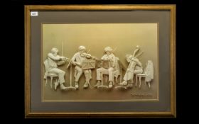 A Reinhard 1976 3D Print of Four Musicians Framed.