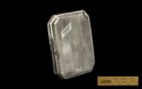 Ladies Sterling Silver Engine Turned Cigarette Case with Gilt Interior. Hallmark Birmingham 1932.