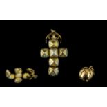 9ct Gold Masonic Charm / Pendant Orb Ball With Opens to Reveal a Silver Cross, High Quality Piece.