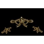 Victorian Period - Attractive 18ct Gold Sweetheart Brooch Set with Seed Pearls,