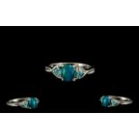 Peruvian Opalina and Paraiba Apatite Ring, an oval cut opalina,