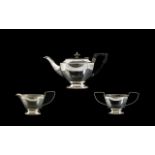 Silver Plated Art Deco Style 3 Piece Tea Service, please see accompanying image.