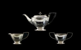 Silver Plated Art Deco Style 3 Piece Tea Service, please see accompanying image.