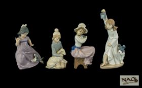 A Small Collection of Nao by Lladro Figures Includes One Lladro Figures ( 4 ) Figures In Total.